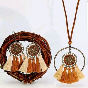 💖 Emery Rose Tassel Decor Hollow Out Drop Necklace Set
